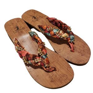 Corky's Risque fabric rhinestone flip flop cushion sandal Estimated Size 6